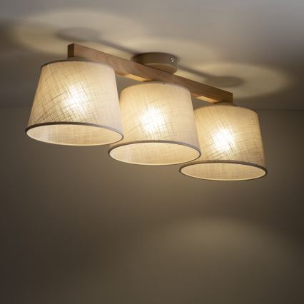 Brilagi - Prigludęs lubų šviestuvas LATTE SABIA 3xE27/60W/230V pušis/bėžinė