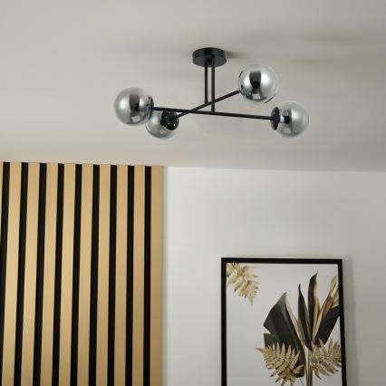 Brilagi - Prigludęs lubų šviestuvas MALIVA 4xE14/15W/230V juodas/rūkinis