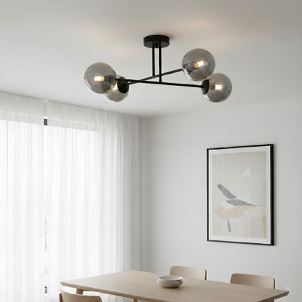 Brilagi - Prigludęs lubų šviestuvas MALIVA 4xE14/15W/230V juodas/rūkinis