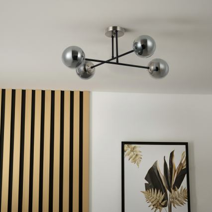 Brilagi - Prigludęs lubų šviestuvas MALIVA 4xE14/15W/230V matinis chromas/dūminis