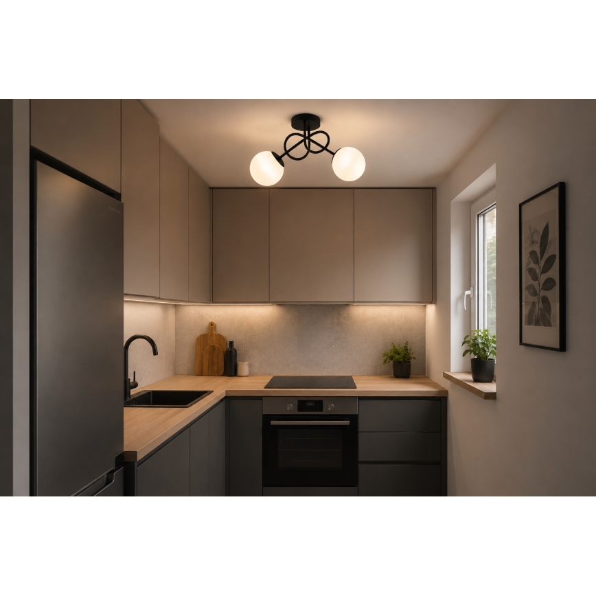 Brilagi - Prigludęs lubų šviestuvas MILO 2xE27/60W/230V juoda