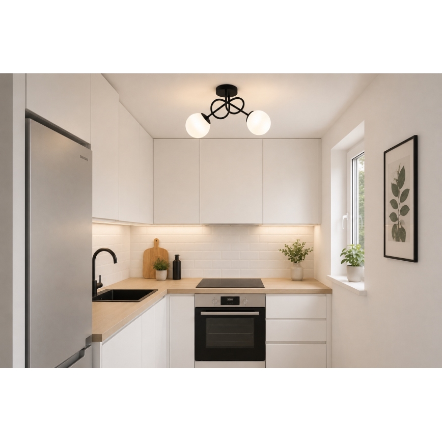 Brilagi - Prigludęs lubų šviestuvas MILO 2xE27/60W/230V juoda