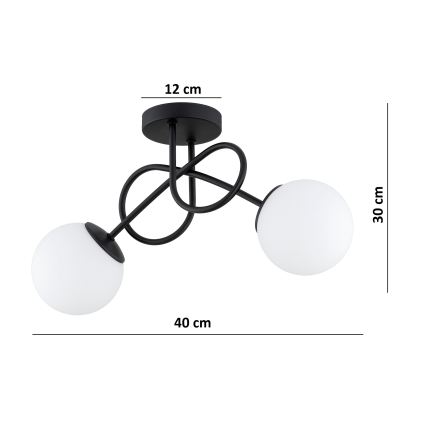 Brilagi - Prigludęs lubų šviestuvas MILO 2xE27/60W/230V juoda