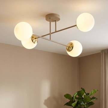 Brilagi - Prigludęs lubų šviestuvas MILO ECRU 4xE27/60W/230V smėlinis/auksinis