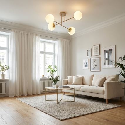 Brilagi - Prigludęs lubų šviestuvas MILO ECRU 4xE27/60W/230V smėlinis/auksinis
