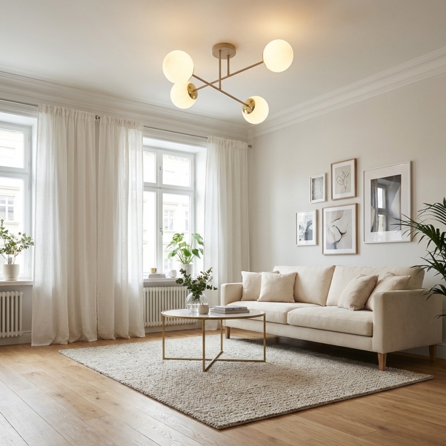 Brilagi - Prigludęs lubų šviestuvas MILO ECRU 4xE27/60W/230V smėlinis/auksinis