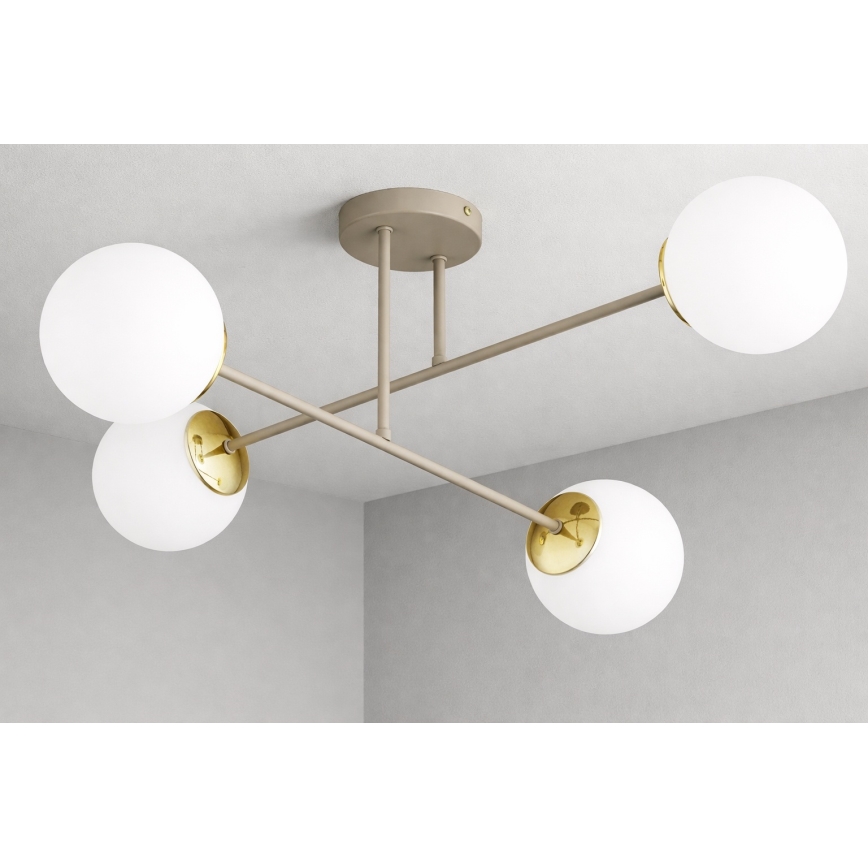 Brilagi - Prigludęs lubų šviestuvas MILO ECRU 4xE27/60W/230V smėlinis/auksinis