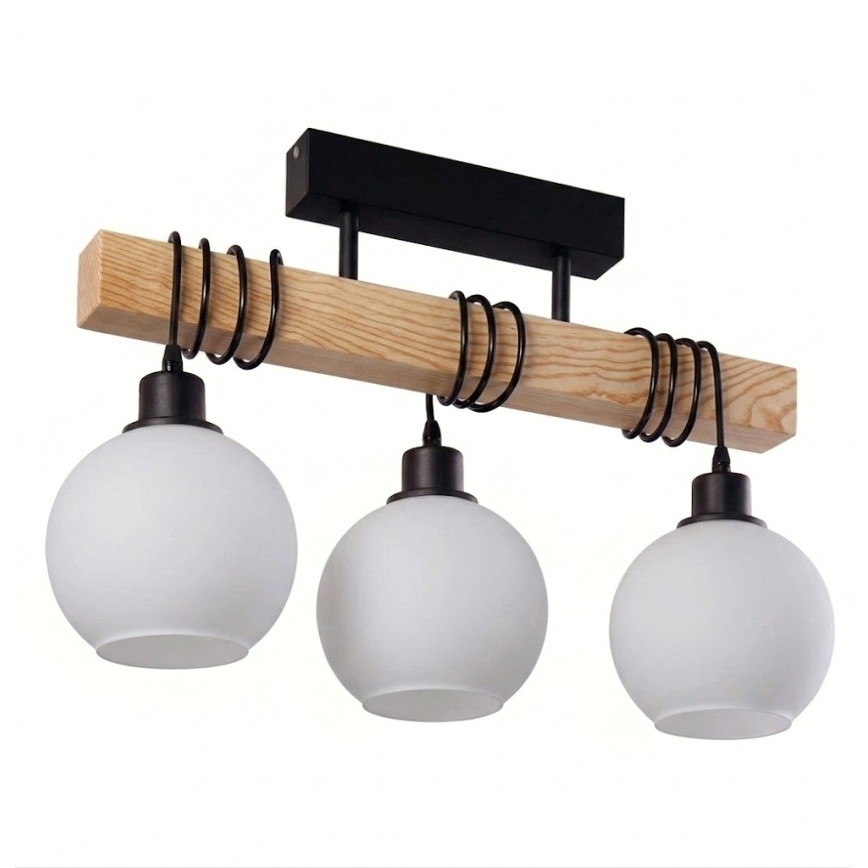 BRILAGI - Prigludęs prie lubų šviestuvas WOOD GLASS 3xE27/60W/230V pušis/juoda/balta
