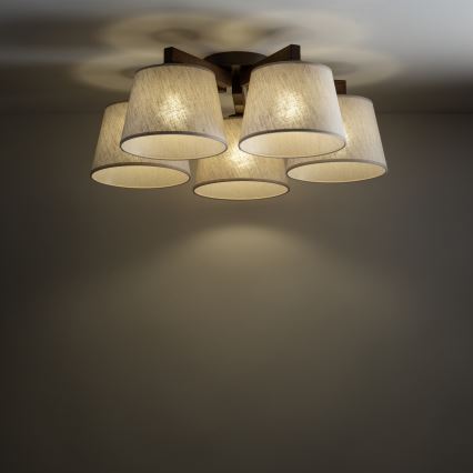 Brilagi - Prigludęs šviestuvas LATTE 5xE27/60W/230V pušis/kreminė