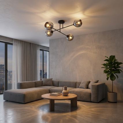 Brilagi - Prigludusi liustra 4xE27/60W/230V juoda/dūminė pilka