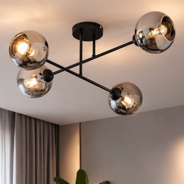 Brilagi - Prigludusi liustra DIOR 4xE27/60W/230V juoda/dūminė pilka