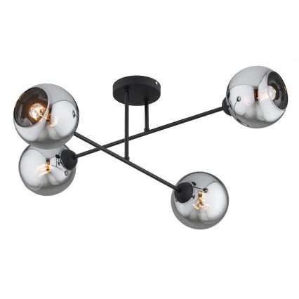 Brilagi - Prigludusi liustra DIOR 4xE27/60W/230V juoda/dūminė pilka