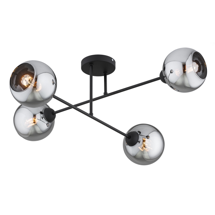 Brilagi - Prigludusi liustra DIOR 4xE27/60W/230V juoda/dūminė pilka