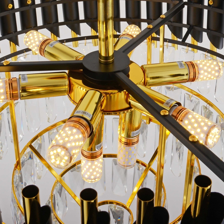 BRILAGI - Prigludusi liustra ECLIPSE 9xE14/10W/230V skersmuo 58 cm auksinė/juoda