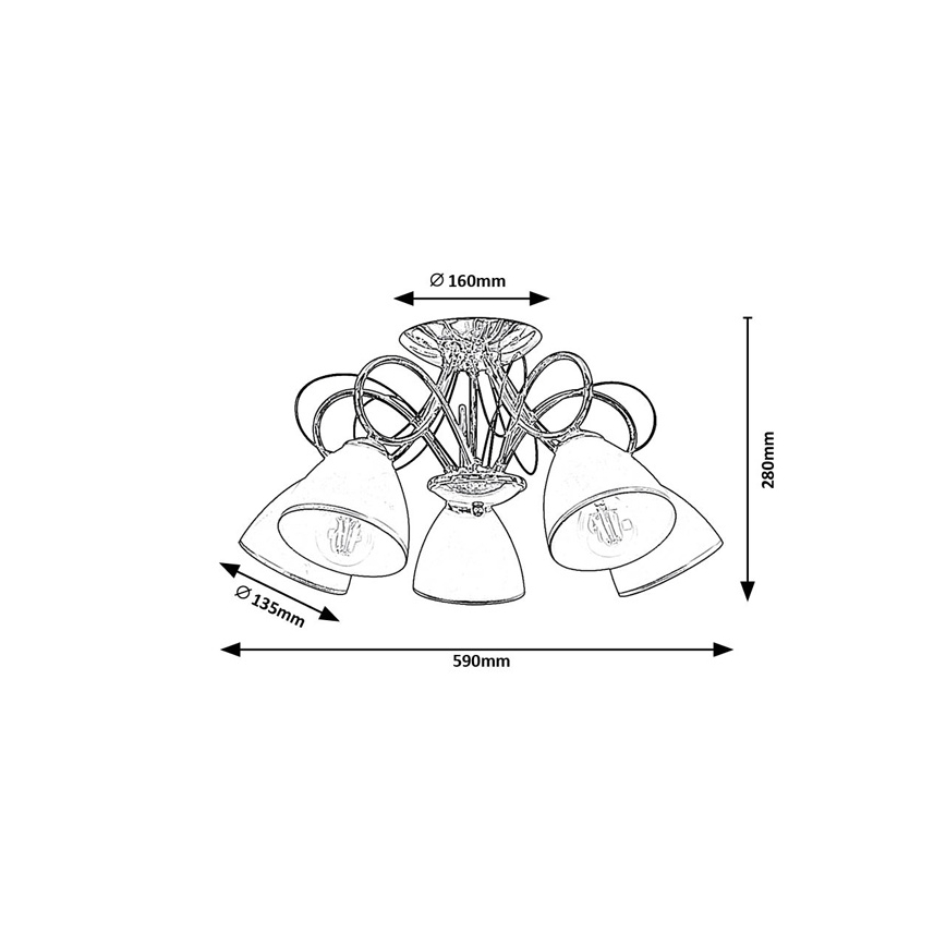 Brilagi - Prigludusi liustra FRED 5xE27/60W/230V skersmuo 59 cm blizgus chromas