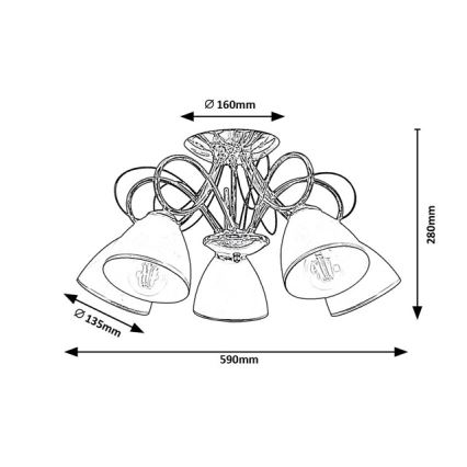 Brilagi - Prigludusi liustra FRED 5xE27/60W/230V skersmuo 59 cm blizgus chromas