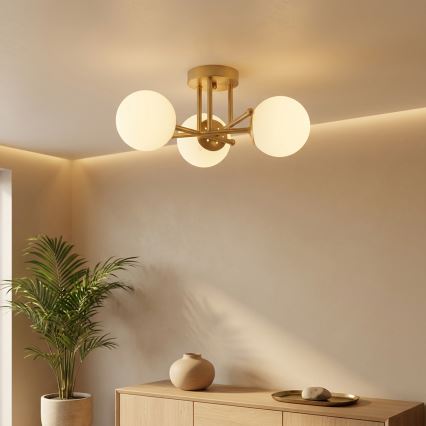 Brilagi - Prigludusi liustra MALIVA 3xE14/15W/230V auksinė/balta