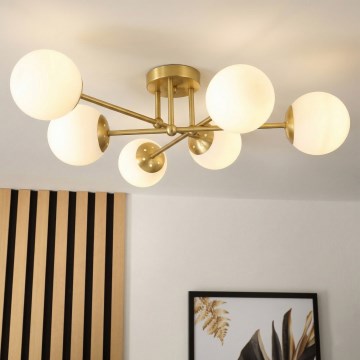 Brilagi - Prigludusi liustra MALIVA 6xE14/15W/230V auksinė/balta