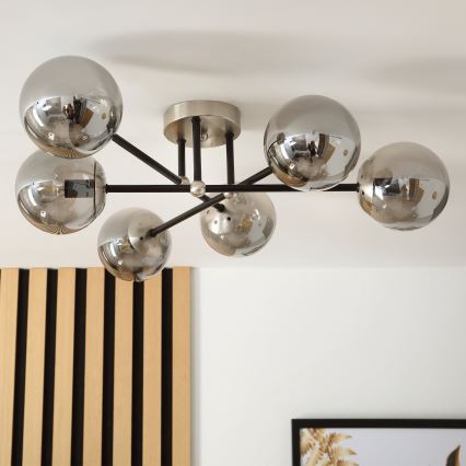 Brilagi - Prigludusi liustra MALIVA 6xE14/15W/230V matinis chromas/dūminis