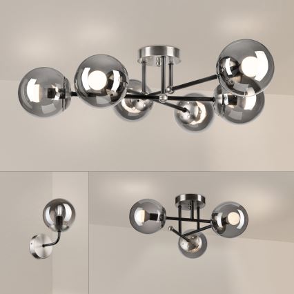 Brilagi - Prigludusi liustra MALIVA 6xE14/15W/230V matinis chromas/dūminis