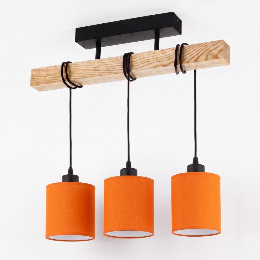 BRILAGI - Prigludusi liustra NUBILA 3xE27/60W/230V pušis/oranžinė