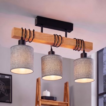 BRILAGI - Prilimpiamas lubinis šviestuvas NUBILA 3xE27/60W/230V pušis/pilka