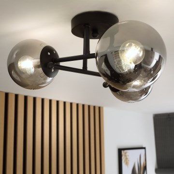 Brilagi - Prilimptas lubinis šviestuvas MALIVA 3xE14/15W/230V juodas/dūminis