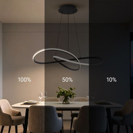 Brilagi - Dimeriuojamas LED pakabinamas šviestuvas ant laido INFINITY LED/80W/230V 3000-6000K 80x80 cm juodas + nuotolinis valdymas