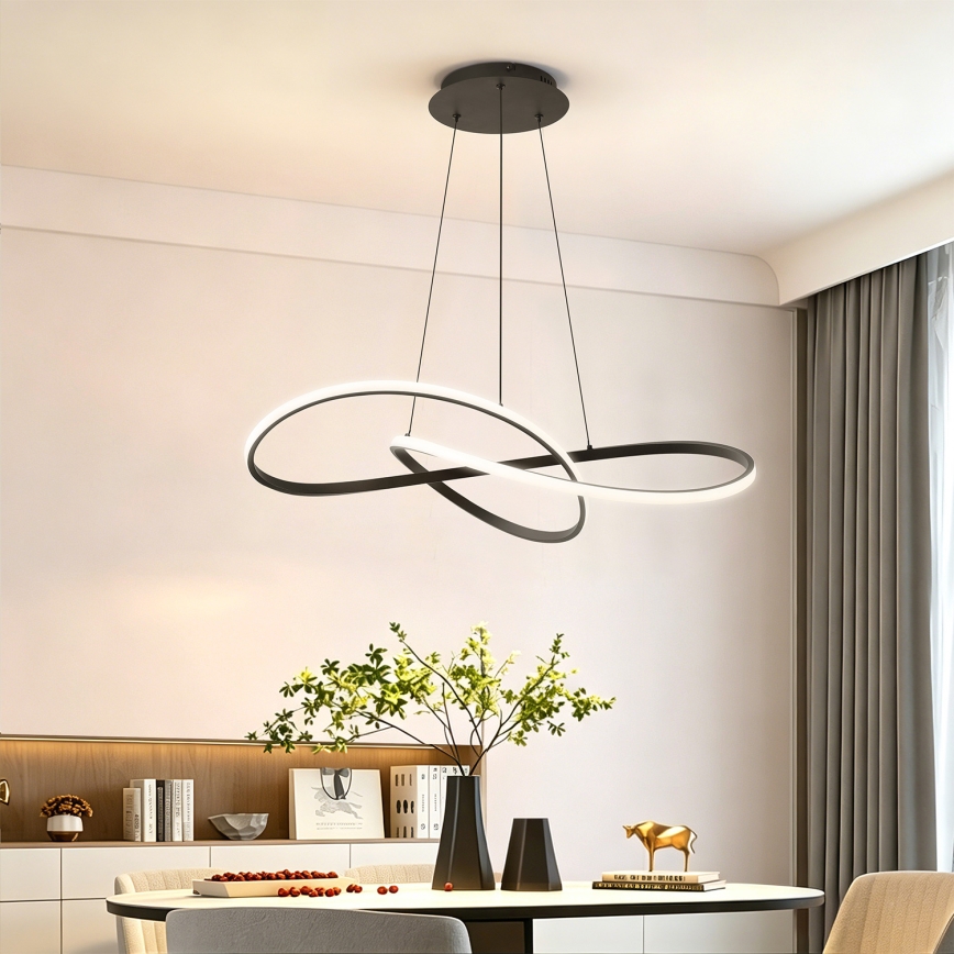 Brilagi - Dimeriuojamas LED pakabinamas šviestuvas ant laido INFINITY LED/80W/230V 3000-6000K 80x80 cm juodas + nuotolinis valdymas