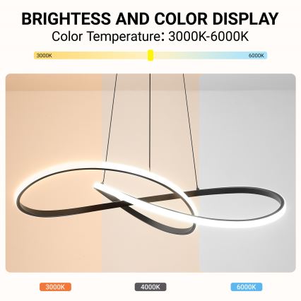 Brilagi - Dimeriuojamas LED pakabinamas šviestuvas ant laido INFINITY LED/80W/230V 3000-6000K 80x80 cm juodas + nuotolinis valdymas