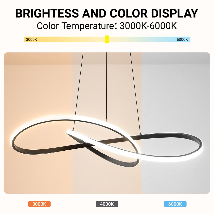 Brilagi - Dimeriuojamas LED pakabinamas šviestuvas ant laido INFINITY LED/80W/230V 3000-6000K 80x80 cm juodas + nuotolinis valdymas