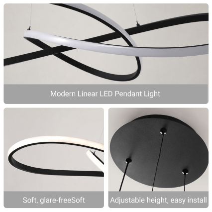 Brilagi - Dimeriuojamas LED pakabinamas šviestuvas ant laido INFINITY LED/80W/230V 3000-6000K 80x80 cm juodas + nuotolinis valdymas
