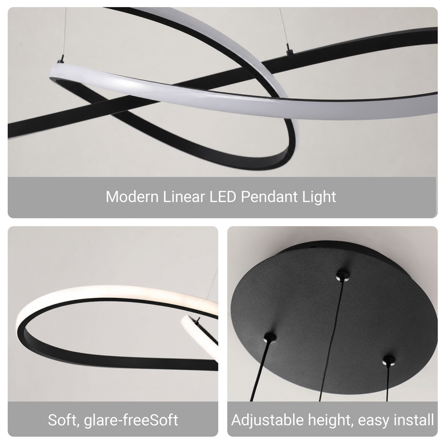 Brilagi - Dimeriuojamas LED pakabinamas šviestuvas ant laido INFINITY LED/80W/230V 3000-6000K 80x80 cm juodas + nuotolinis valdymas