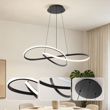 Brilagi - Dimeriuojamas LED pakabinamas šviestuvas ant laido INFINITY LED/80W/230V 3000-6000K 80x80 cm juodas + nuotolinis valdymas