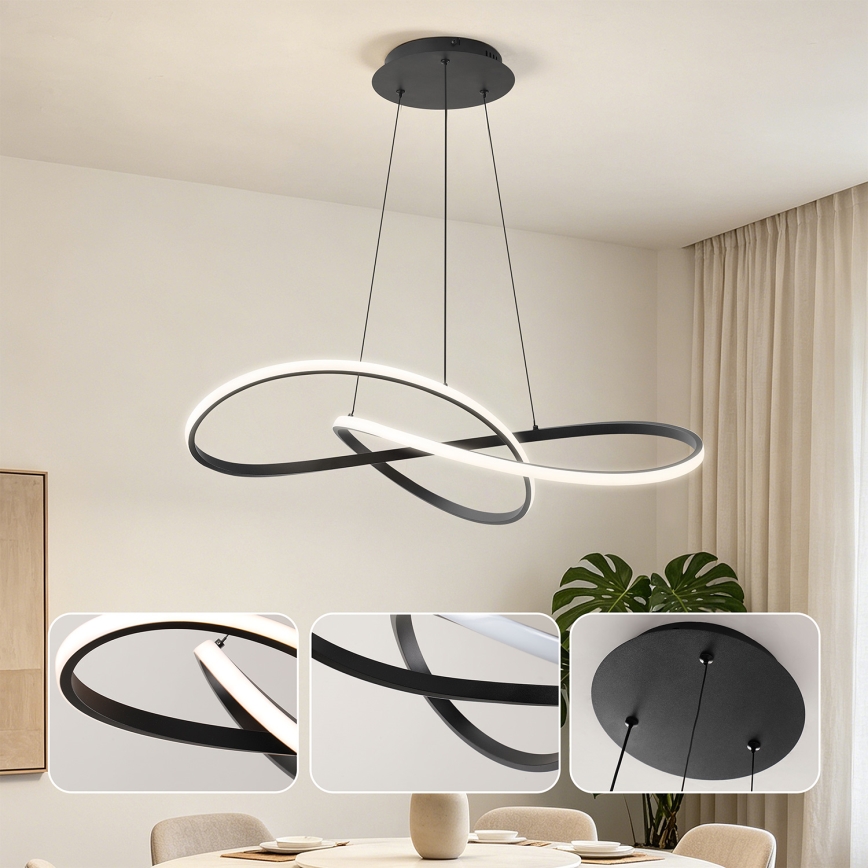 Brilagi - Dimeriuojamas LED pakabinamas šviestuvas ant laido INFINITY LED/80W/230V 3000-6000K 80x80 cm juodas + nuotolinis valdymas