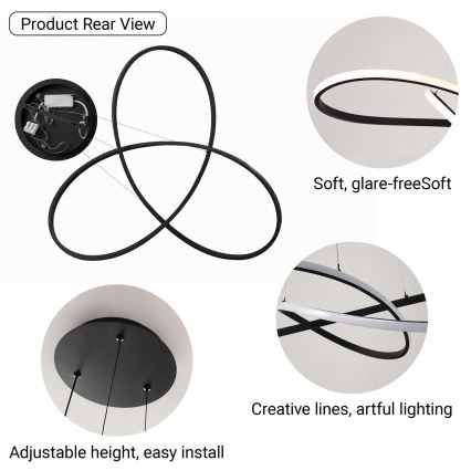 Brilagi - Dimeriuojamas LED pakabinamas šviestuvas ant laido INFINITY LED/80W/230V 3000-6000K 80x80 cm juodas + nuotolinis valdymas