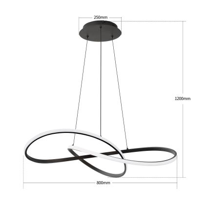 Brilagi - Dimeriuojamas LED pakabinamas šviestuvas ant laido INFINITY LED/80W/230V 3000-6000K 80x80 cm juodas + nuotolinis valdymas