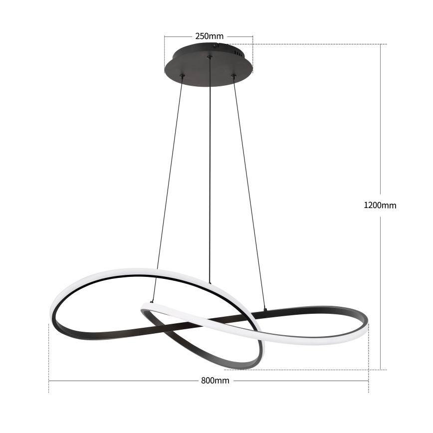 Brilagi - Dimeriuojamas LED pakabinamas šviestuvas ant laido INFINITY LED/80W/230V 3000-6000K 80x80 cm juodas + nuotolinis valdymas