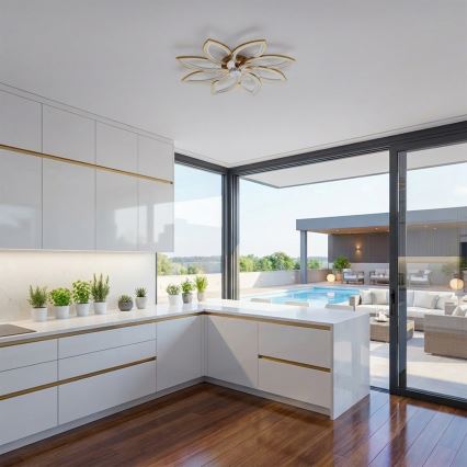 Brilagi - LED pritemdomas lubų ventiliatorius LED/43W/230V skersmuo 90 cm auksinis + nuotolinis valdymas