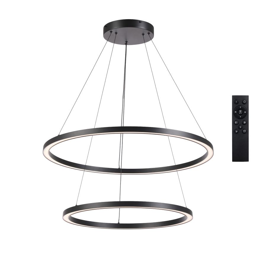 Brilagi - dimeriuojama LED liustra ant laido PORTOFINO LED/98W/230V 3000–6000 K Ø 80 cm juoda + su nuotoliniu pultu