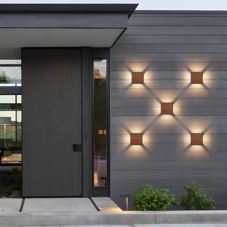 Brilagi - QUADRAY LED lauko sieninis šviestuvas, 6W/230V, medžio dekoras, IP54