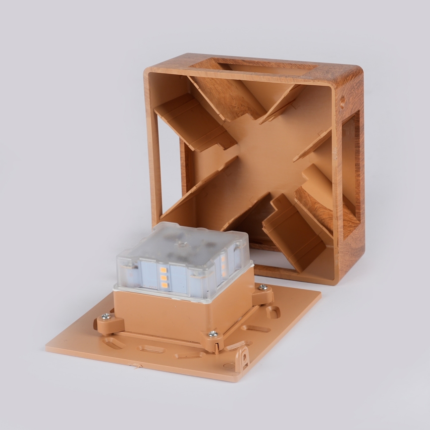 Brilagi - QUADRAY LED lauko sieninis šviestuvas, 6W/230V, medžio dekoras, IP54