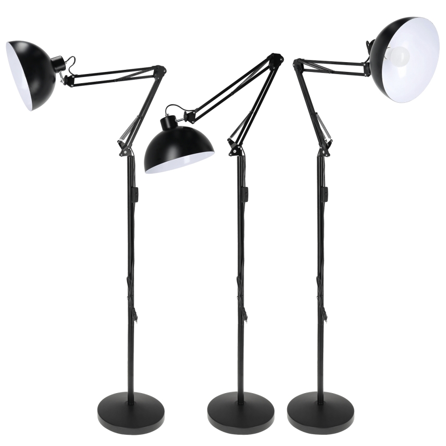 Brilagi - Reguliuojama grindinė lempa TASKER 1xE27/60W/230V 157 cm juoda