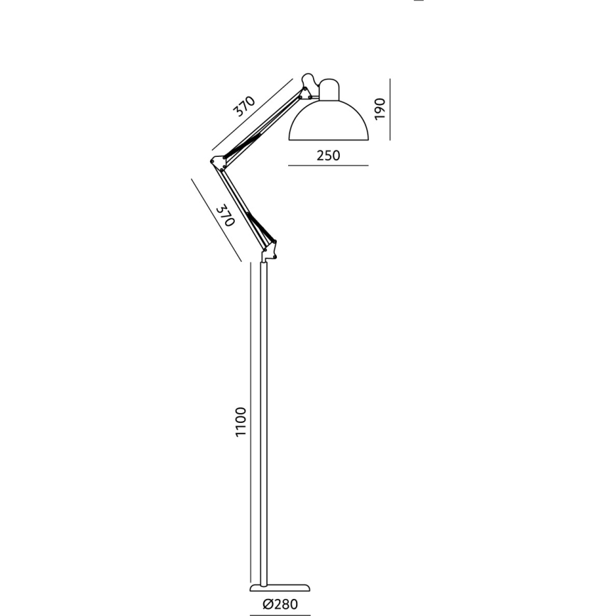 Brilagi - Reguliuojama grindinė lempa TASKER 1xE27/60W/230V 157 cm juoda