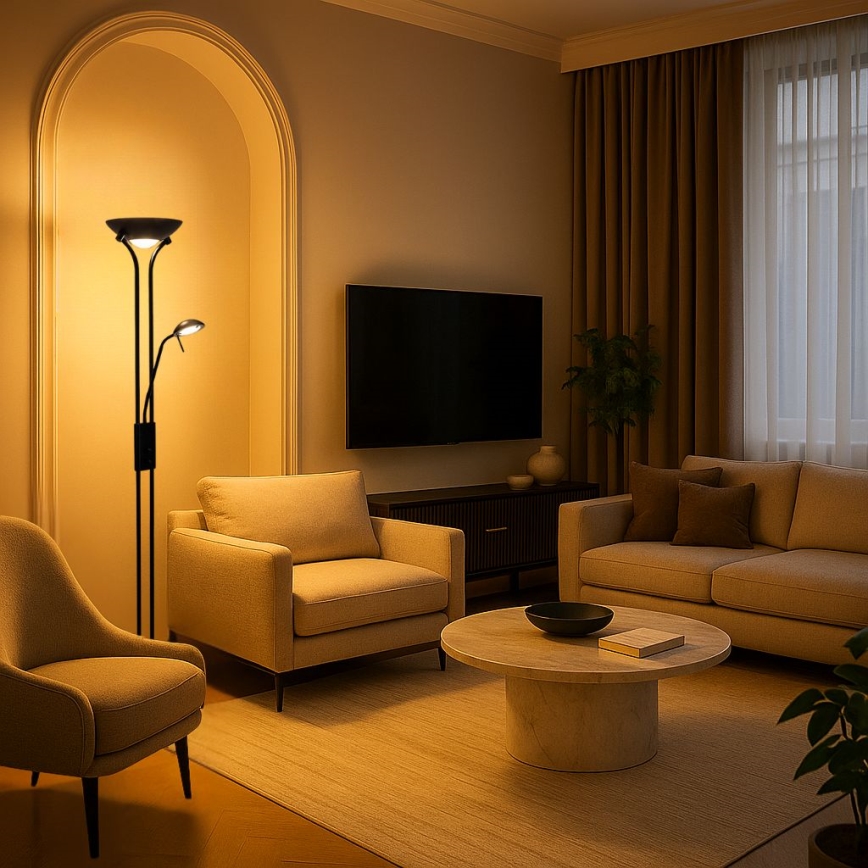 Brilagi - Reguliuojama grindų lempa SCARLETT 1xR7s/230W/230V + 1xG9/40W juoda