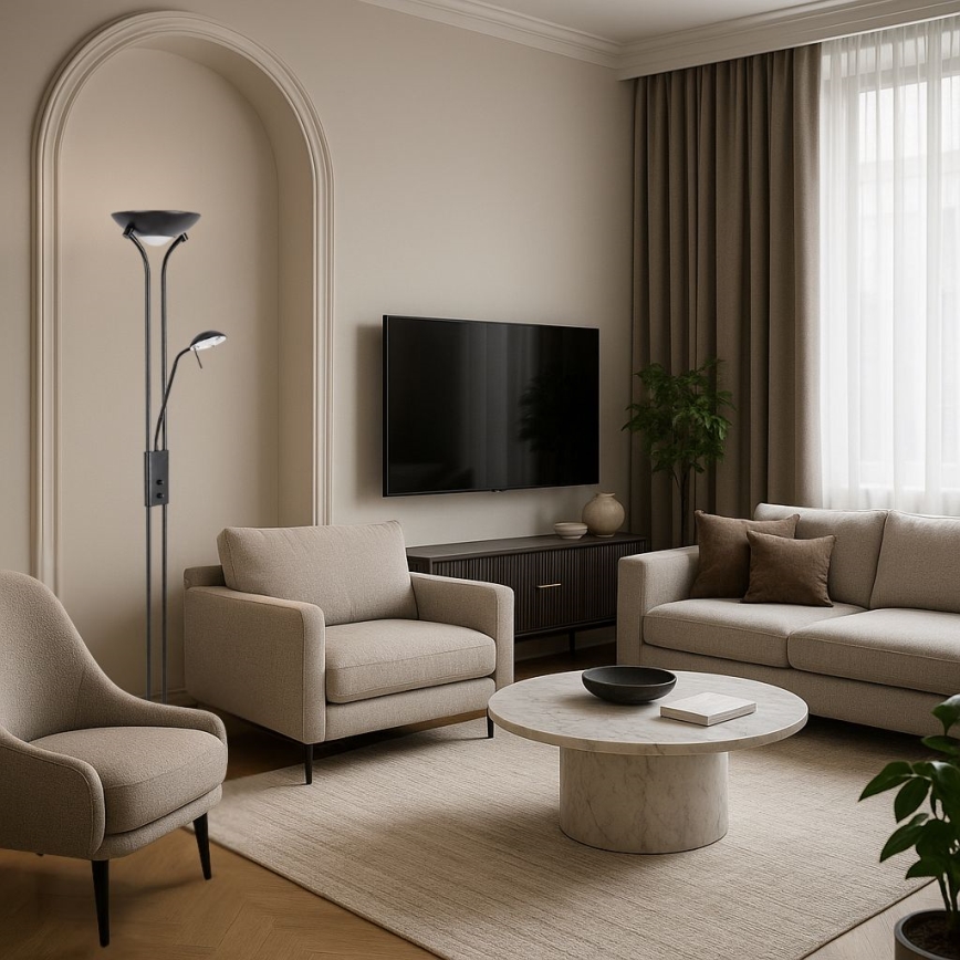 Brilagi - Reguliuojama grindų lempa SCARLETT 1xR7s/230W/230V + 1xG9/40W juoda