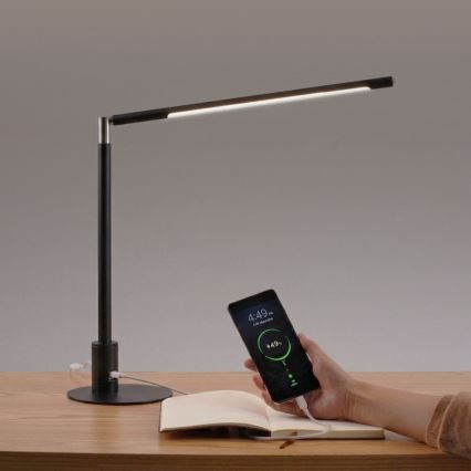 Brilagi - Dimeriuojama jutiklinė stalinė lempa su USB prievadais VARIO LED/7W/230V 3000-6500K CRI 96 juoda