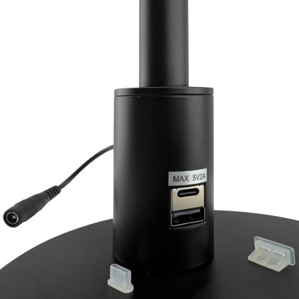 Brilagi - Dimeriuojama jutiklinė stalinė lempa su USB prievadais VARIO LED/7W/230V 3000-6500K CRI 96 juoda