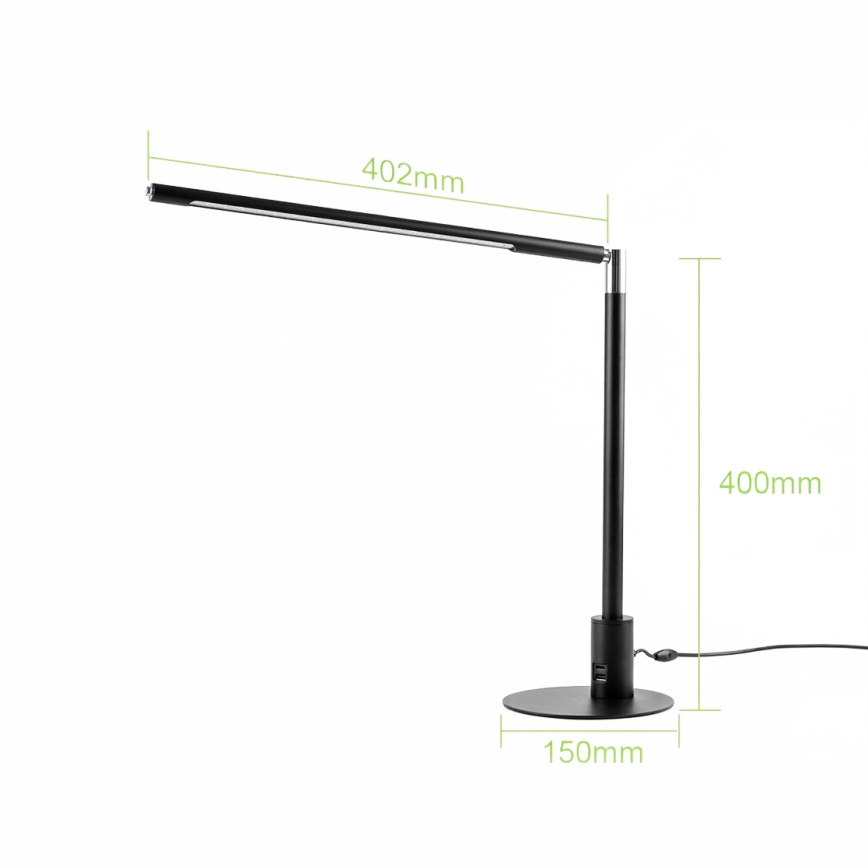 Brilagi - Dimeriuojama jutiklinė stalinė lempa su USB prievadais VARIO LED/7W/230V 3000-6500K CRI 96 juoda