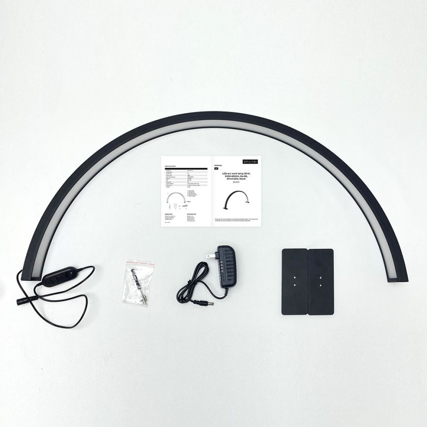 Brilagi - reguliuojama LED lankinė stalinė lempa RADIO LED/30W/24/230V 3000/4000/6500K juoda